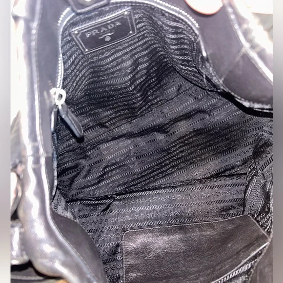 Authentic Prada black with silver accents leather Hobo bag with side pockets - Picture 13 of 16